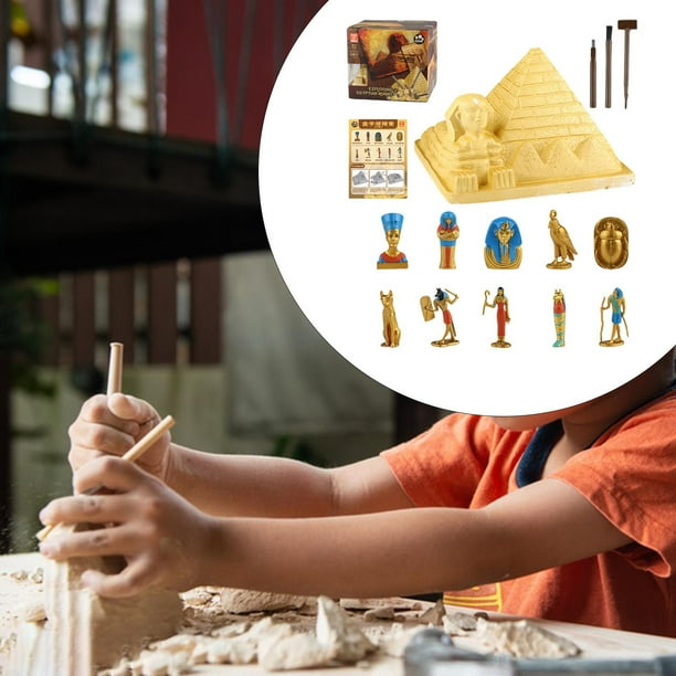 Kits de juguetes de excavación de excavación piramidal regalos educativos con 10 adornos con herramientas actividades escolares para edades de más de