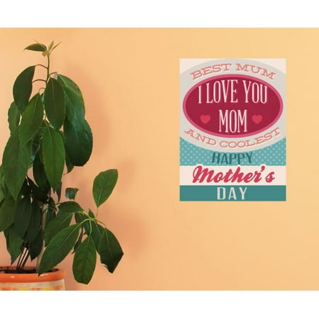 Best Mum I Love You Mom and Coolest Happy Mothers Day Butterfly Typography Wall Decal - Vinyl Decal - Car Decal - Idcolor007 - 25