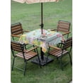 thumbnail image 3 of Outdoor Tablecloth with Umbrella Hole and Zipper, Easter Grey Bunny Square Table Cloth 54x54 Inch Waterproof Tablecloth, Spring Colorful Egg Flower Teal Wood Grain Picnic Table Cover for Patio, 3 of 7