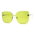 thumbnail image 2 of Womens Oversize Rimless Solid Shield Butterfly Diva Sunglasses Silver Green, 2 of 4