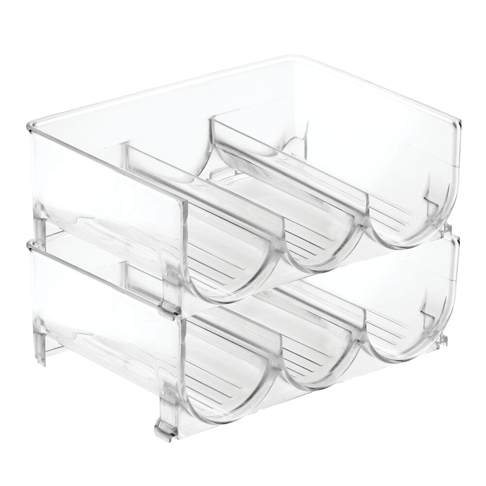 White/Chrome 2 Pack mDesign Plastic/Metal Kitchen Storage Shelf Organizer 