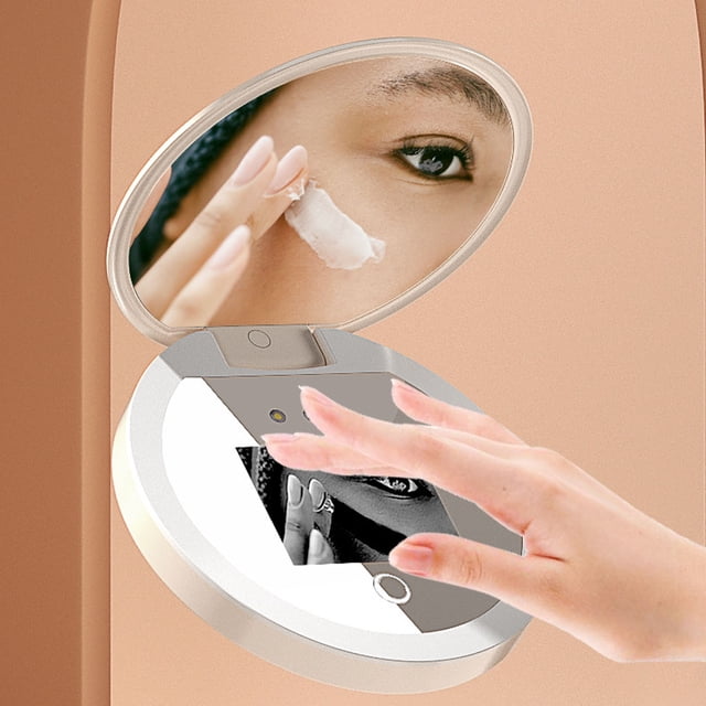 Espejo De Maquillaje, Espejo Cosmético UV Portátil, Protección Ocular Con Aumento Inteligente 2X, Larga Duración Para Prueba De Protección Solar