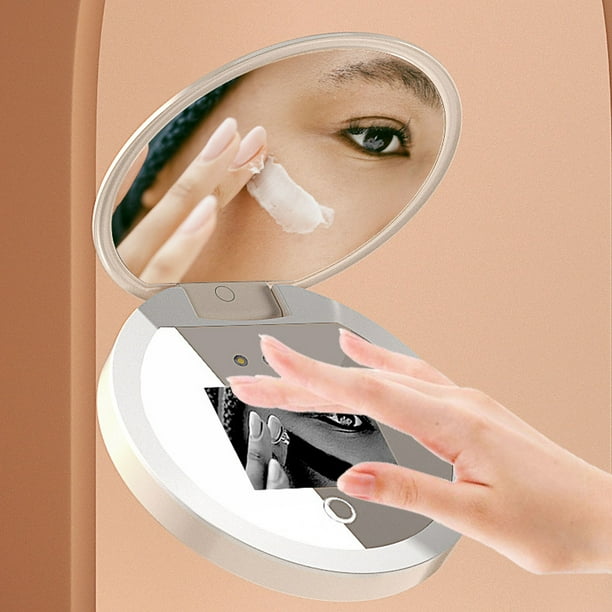 Espejo De Maquillaje, Espejo Cosmético UV Portátil, Protección Ocular Con Aumento Inteligente 2X, Larga Duración Para Prueba De Protección Solar