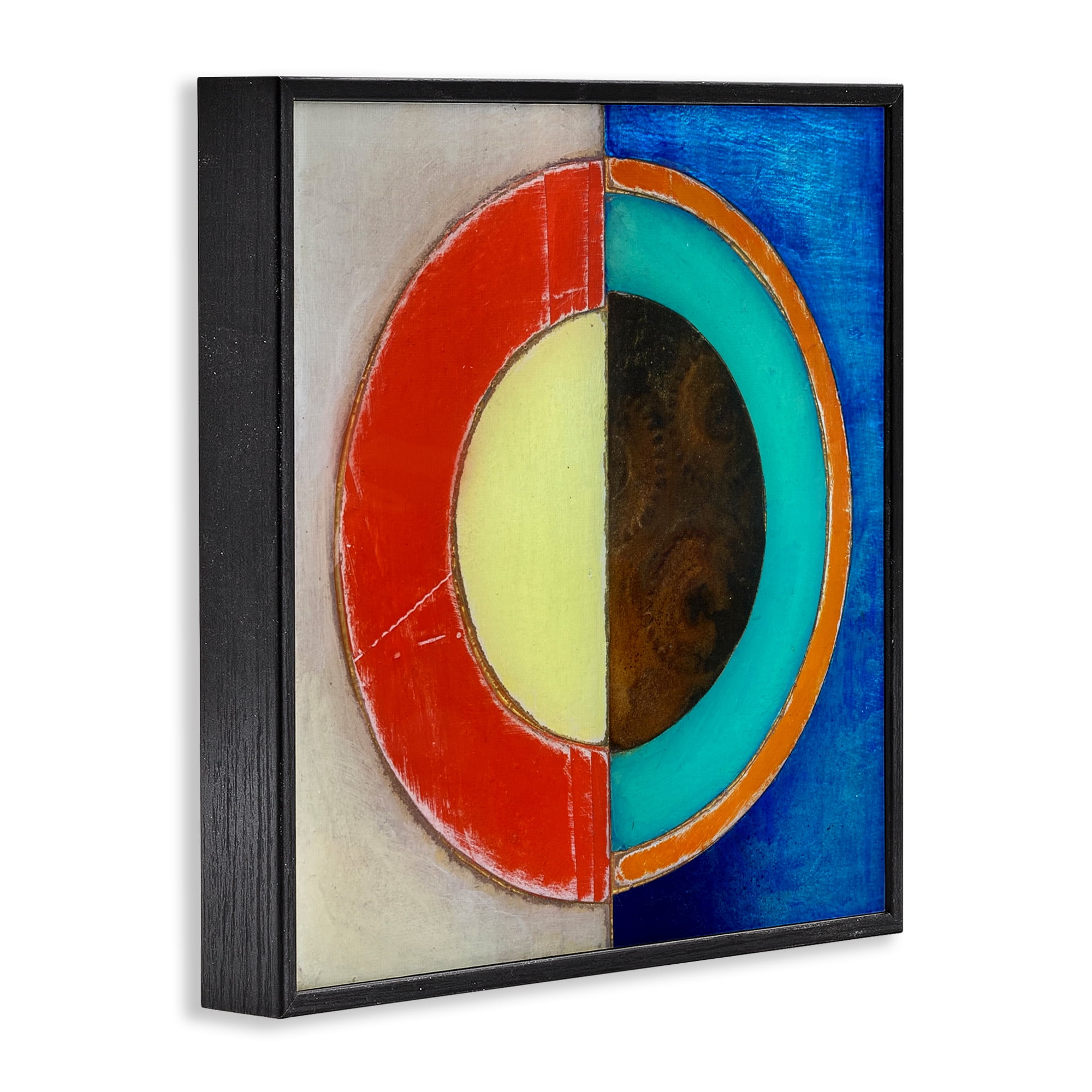 Stupell Industries Round Structured Color Block Black Framed Giclee Art, design by Matthew Finger