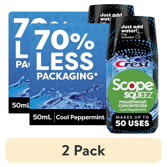 Crest Scope Squeez Concentrated Mouthwash, Peppermint 1.69 FL OZ (2 Pack)