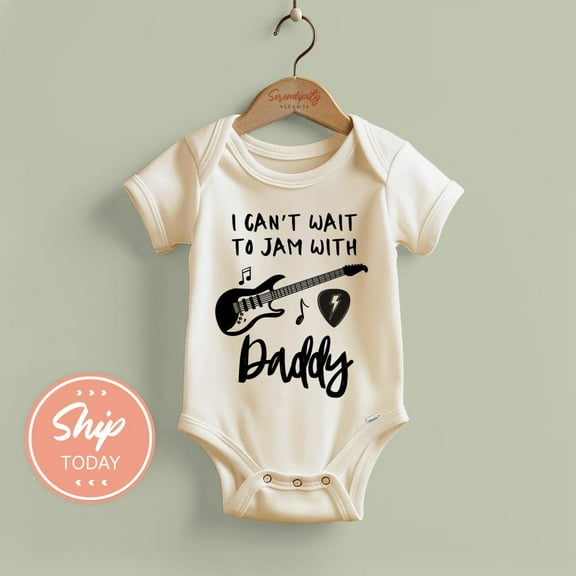 Baby Bodysuit BELLA CANVAS I Can'T Wait To Jam With Daddy Baby Onesies, Fatherâ€™S Day Gift For Dad, Cute Infant Romper, Little Rockstar Clothing