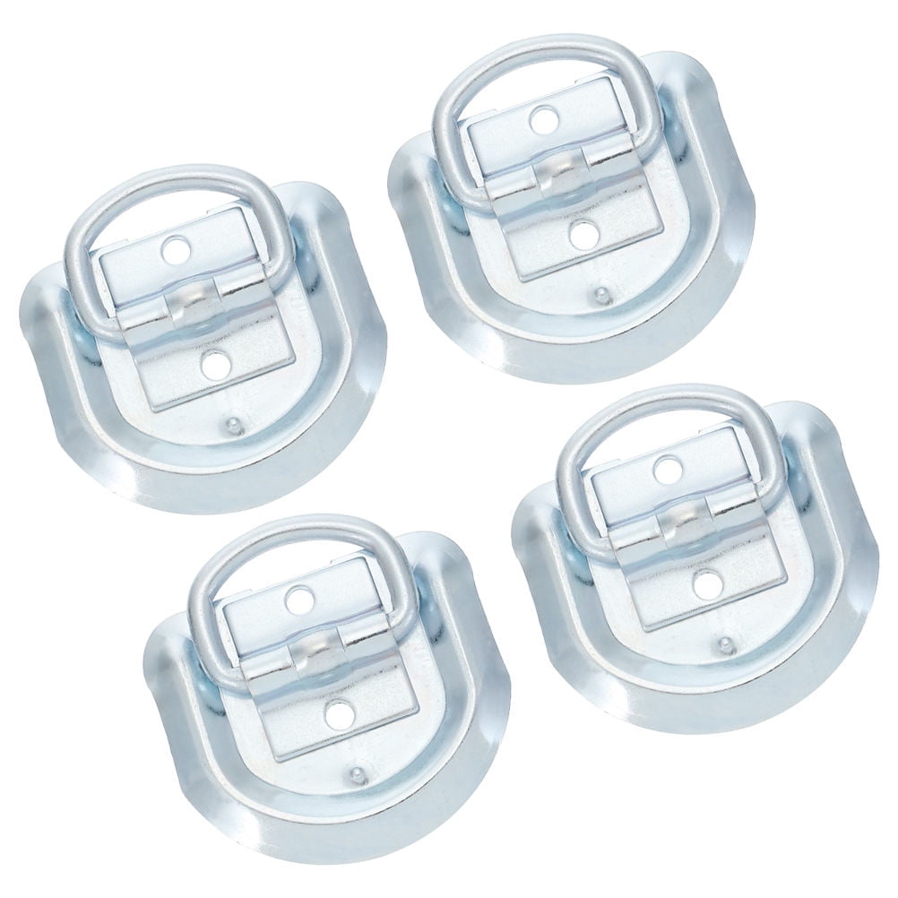 FRCOLOR  4 Pcs Floor Hook D-shaped Pull Ring Anchors Hitch Buckle Silver