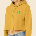 thumbnail image 5 of Dalix Alien Embroidered Fleece Cropped Hoodie Cold Fall Winter Women in Heather Mustard L Large, 5 of 5