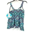 thumbnail image 3 of Swim Solutions BLACK Geometric-Print Tiered Tankini Swim Top, US 10, 3 of 4