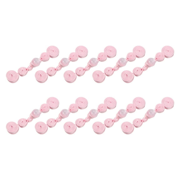 Uxcell Chinese Knots Frog Buttons Closure Sewing Fasteners, 10 Pairs Faux Pearl Chinese Closure Buttons (Pink)