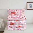 thumbnail image 5 of Catabedysis Red Cherry Pattern Twin Comforter Sets For Girl,Checkered Initial U Pattern Bedding Set,Pink Reversible,2 Pieces,1 Comforter and 1 Pillowcase, 5 of 7