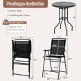 thumbnail image 3 of Gymax 3 PCS Outdoor Bar Stool Set w/ DPC Tabletop Umbrella Hole & Footrest 2 Chairs, 3 of 10