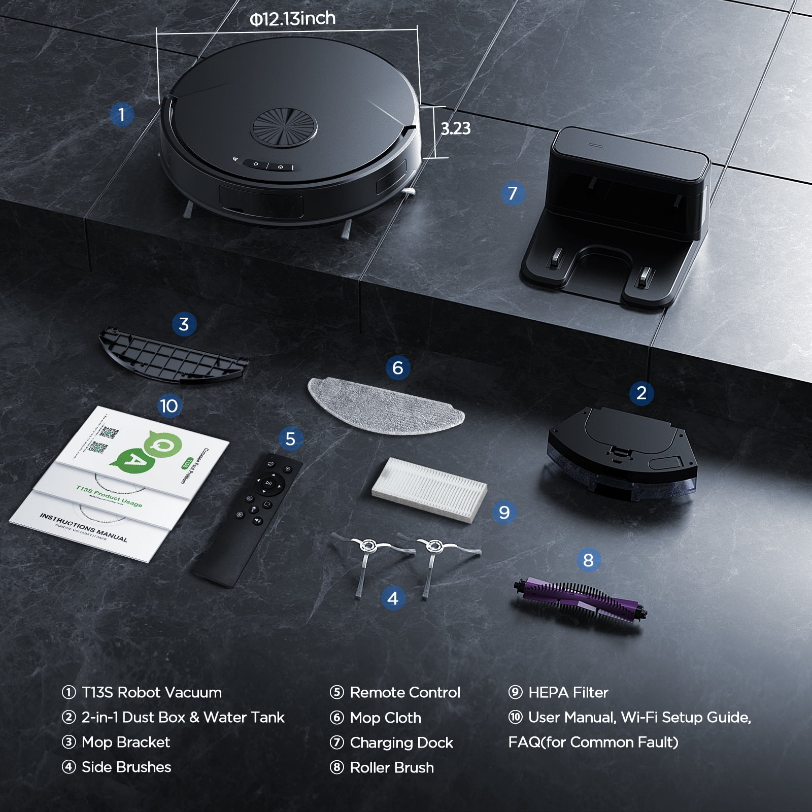 ONSON 8000Pa Robot Vacuum Cleaner and Mop Combo, 2 in 1 Vacuum and Mop With Wi-Fi, Ideal for Hard Floors