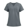 thumbnail image 2 of Gray Women's Healthcare Scrubs – Moisture-Wicking Stretch Shirts with Ribbed Side Panels S, 2 of 6