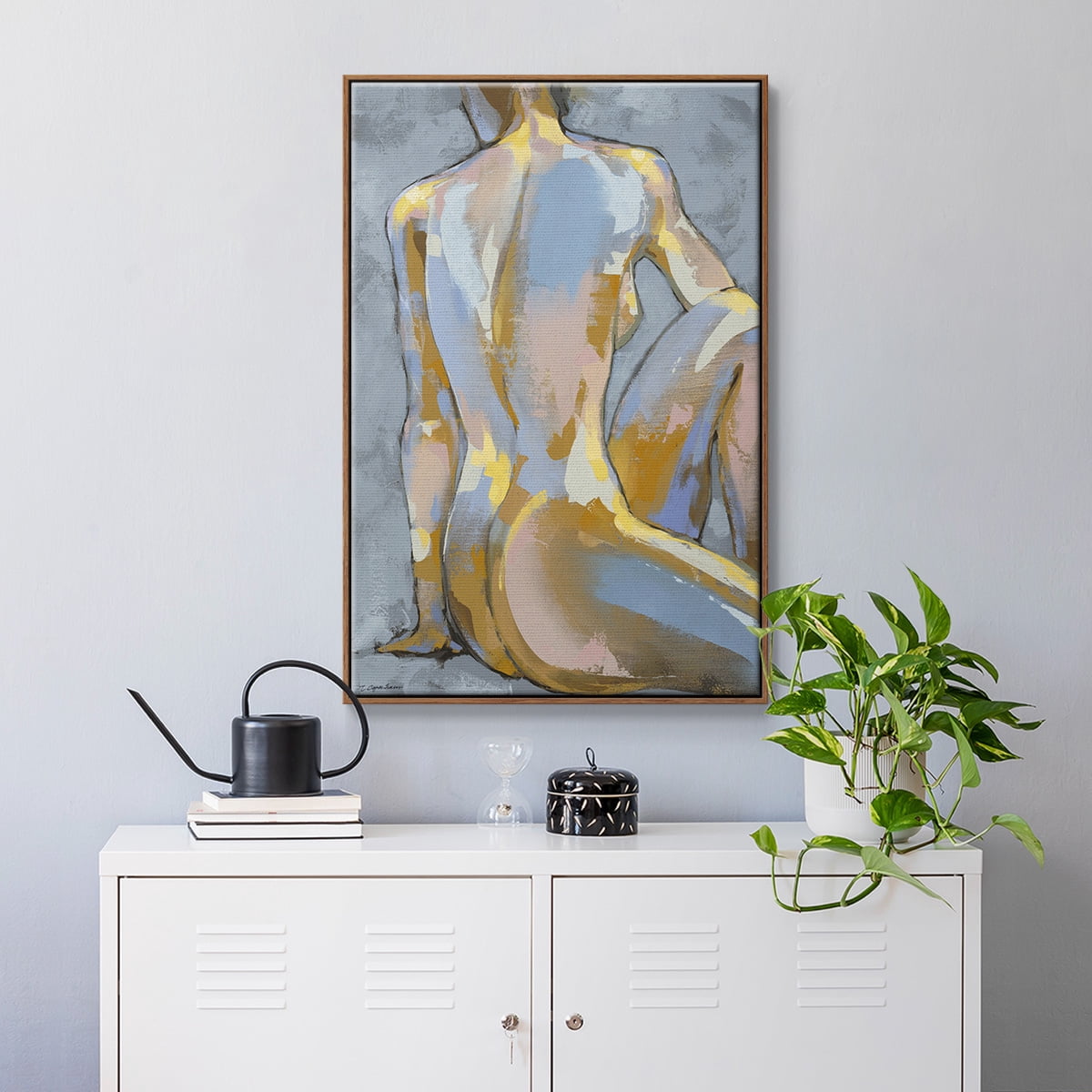 Grey Maiden II Framed Premium Gallery Wrapped Canvas - Ready to Hang - 17 x 25 - Walnut Floating Frame