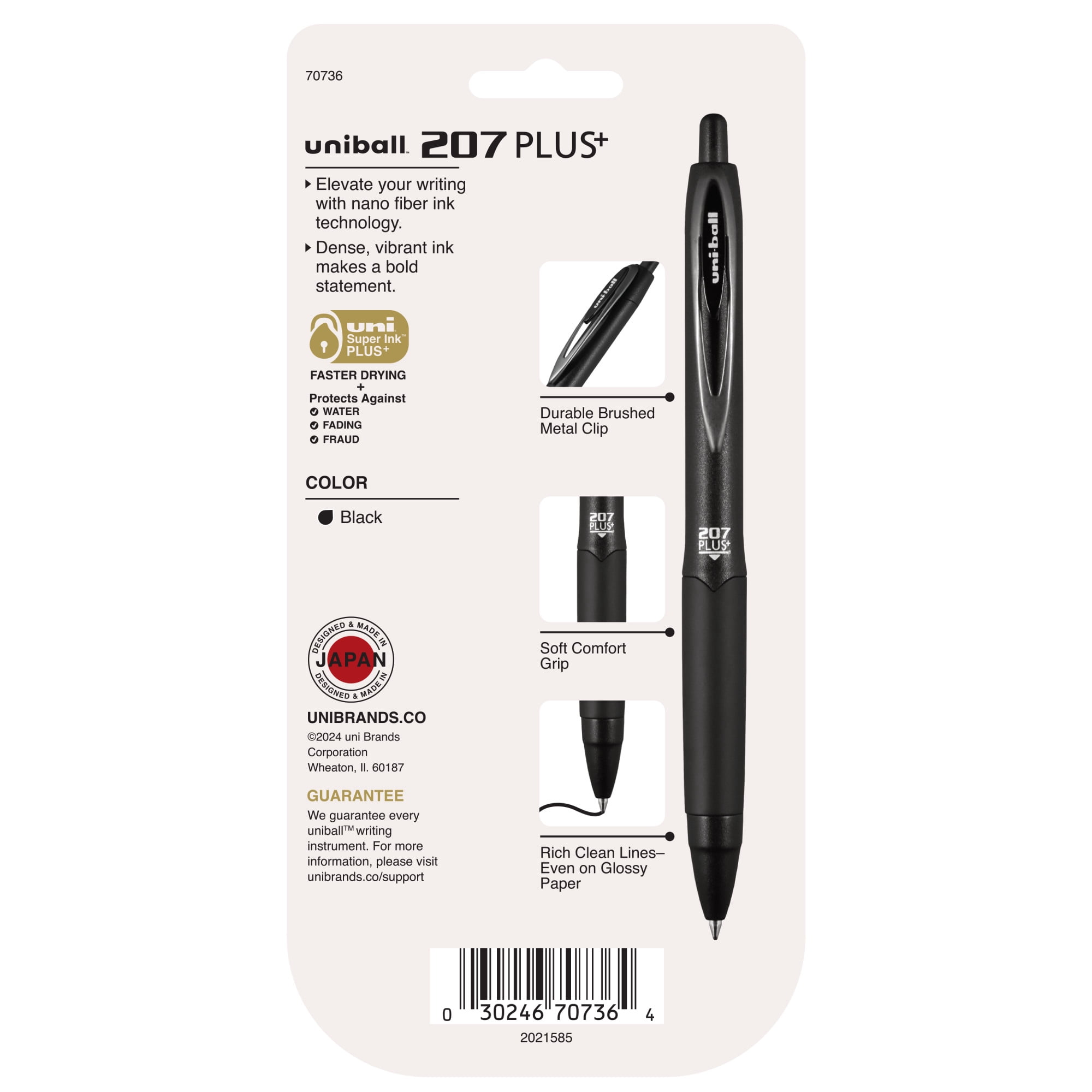 (2 pack) uniball 207 Plus+ Retractable Gel Pens, Medium Point, 0.7mm, Black Ink, 4 Count