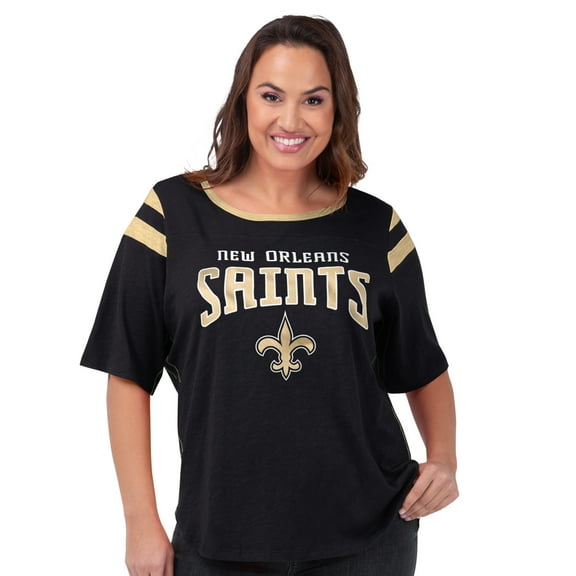 Women's G-III 4Her by Carl Banks Black New Orleans Saints Plus Size Linebacker T-Shirt