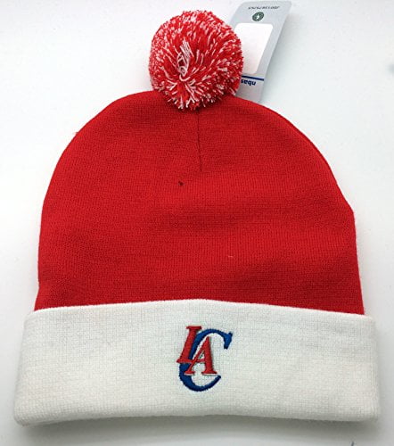 Los Angeles Clippers Knit Beanie Cap Hat with POM Red White by Nba