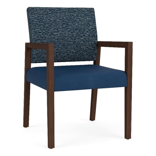 Pemberly Row Waiting Reception Guest Chair Wood Frame in Blue