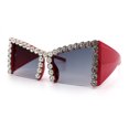 thumbnail image 5 of Womens Large Rhinestone Bold Angular Squared Rectangle Plastic Sunglasses Red - Smoke, 5 of 8