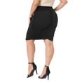 thumbnail image 4 of Agnes Orinda Plus Size Skirts for Women Sexy Elastic High Waist Ruched Bodycon Stretch Pencil Mini Club Skirt, 4 of 8