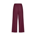 thumbnail image 5 of Women Casual Capris Straight Leg Drawstring Elastic Waist Linen Pants with Pockets, 5 of 5