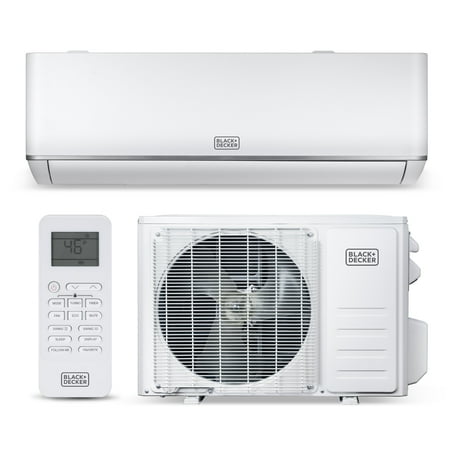 BLACK+DECKER 9,000 BTU Smart Mini Split Air Conditioner with Heat, Inverter Compressor, Wi-Fi, Voice Control, ENERGY STAR, 24 SEER2, 4-in-1 AC Unit, App Available, Remote, 115V, BSA0915TC, White