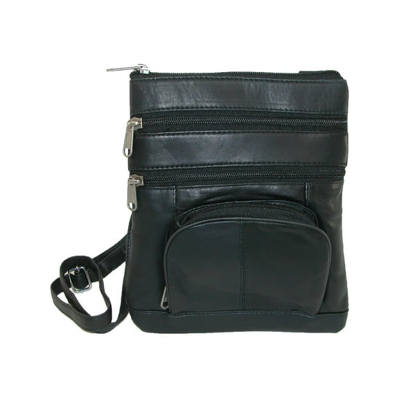 Leather Impressions Multi Pocket Organizer Crossbody Handbag (Women)