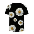thumbnail image 6 of USSUMA Daisy Print T-Shirts for Women Trendy Bohemian Retro Basic Flowy Women's Shirts and Blouses Short Sleeve Women Tops Dressy Casual Summer V Neck Plus Tunics Beach, 6 of 6