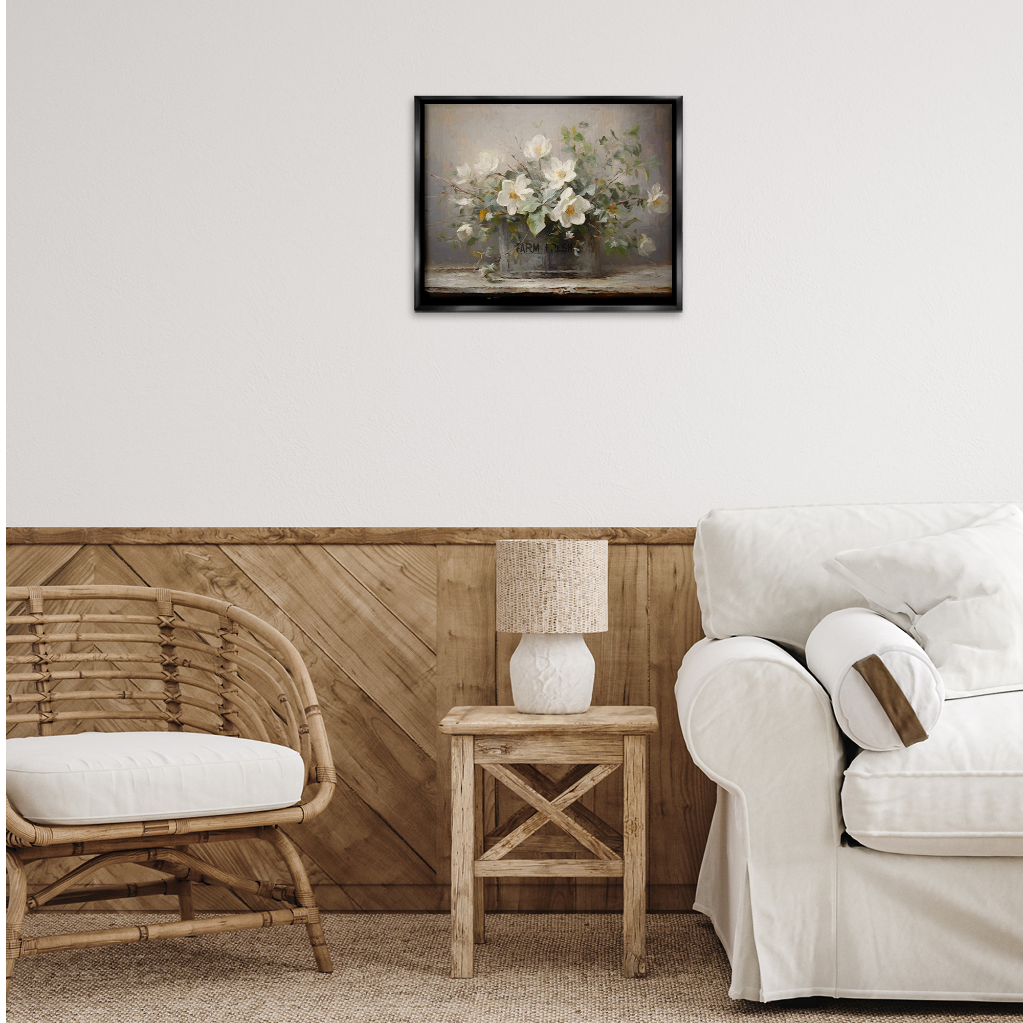 Stupell Industries Country Farm Florals Botanical & Floral Painting Black Floater Framed Art Print Wall Art, 21 x 17
