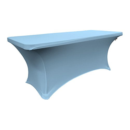 LA Linen TCSpandex96x30x30_BlueLightX18 LA Linen Rectangular Spandex Tablecloth, 96 by 30 by 30-Inch, Blue Light