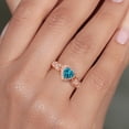 thumbnail image 4 of Gem Stone King 18K Rose Gold Plated Silver London Blue Topaz and White Moissanite Halo Ring for Women | 1.13 Cttw | Heart Shape 6MM | Gemstone November Birthstone | Size 9, 4 of 6