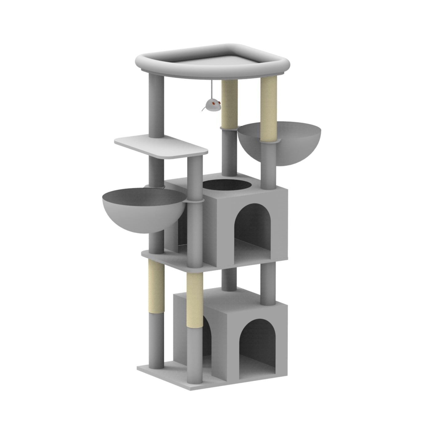 Globlazer 54" Cat Tree for Large Multi-Cat Household with 2 Condos & 2 Hammocks, Cat Tower for Medium Cats, Cat Tree Tower with Sisal Posts, Corner Space Saving Design, S54D, Dark Grey
