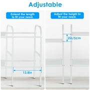 YEERSWAG® Expandable Under Sink Organizer,2 Tier Adjustable Under Sink Storage Rack with Removable PP Panels,Carbon Steel Kitchen Bathroom Cabinet Organizer Multi-purpose Countertop Storage Shelf