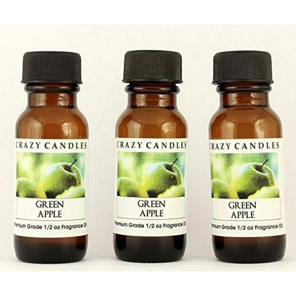 Green Apple 3 Bottles 1/2 FL Oz Each 15ml Premium Grade Scented Fragrance Oil by Crazy Candles