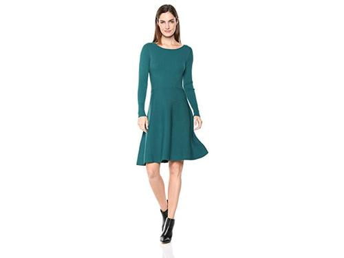 fit and flare sweater dress long sleeve