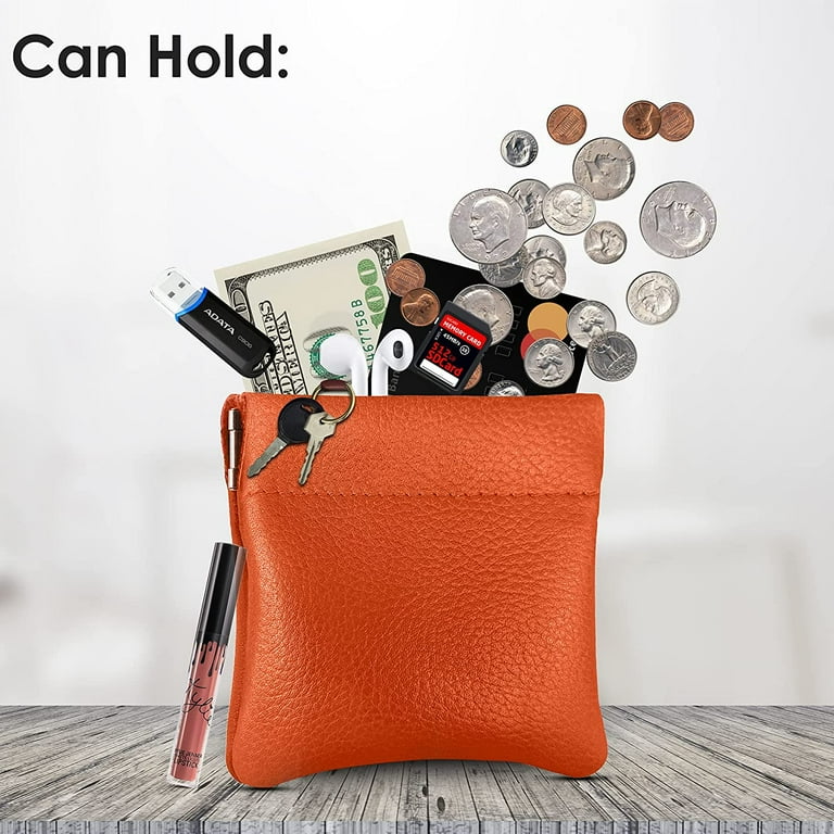 Leather squeeze coin best sale pouch