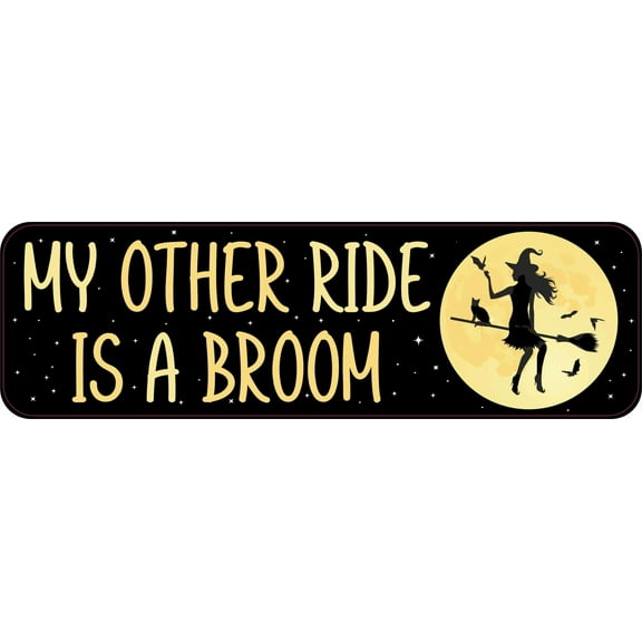 StickerTalk My Other Ride is a Broom Halloween Magnet, 10 inches x 3 inches