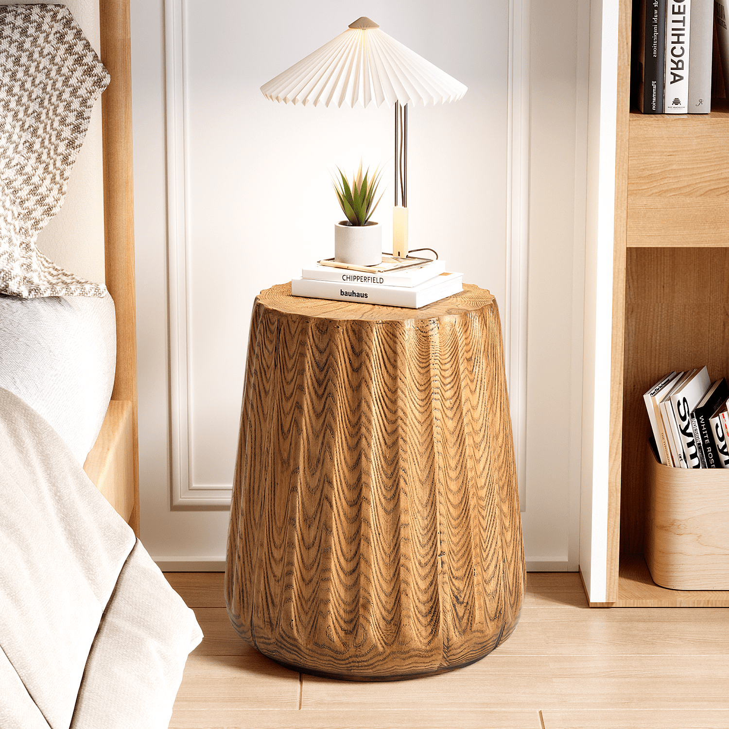 VENTOPYR 14'' Outdoor Side Table,MgO Stump Accent Table​​
