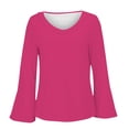 thumbnail image 5 of Flare Sleeve Top, Comdrip Fall T Shirts Women Loose Fit Long Sleeve Boat Neck Tops Casual Blouses Print Sleeve Tops Going Out Tops with Sleeves Hot Pink 5XL, 5 of 6