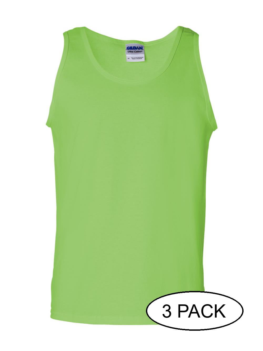 Gildan - Ultra Cotton® Tank Top - 2200 - 3 Pack - Multi-Pack - Lime - Size: S - Walmart.com
