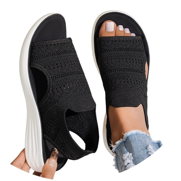 Women Sandals Mesh Platform Sandals Elastic Soft Sole Shoes Lightweight Casual Footwear Breathable For All Summer Occasions ,Us Size:9
