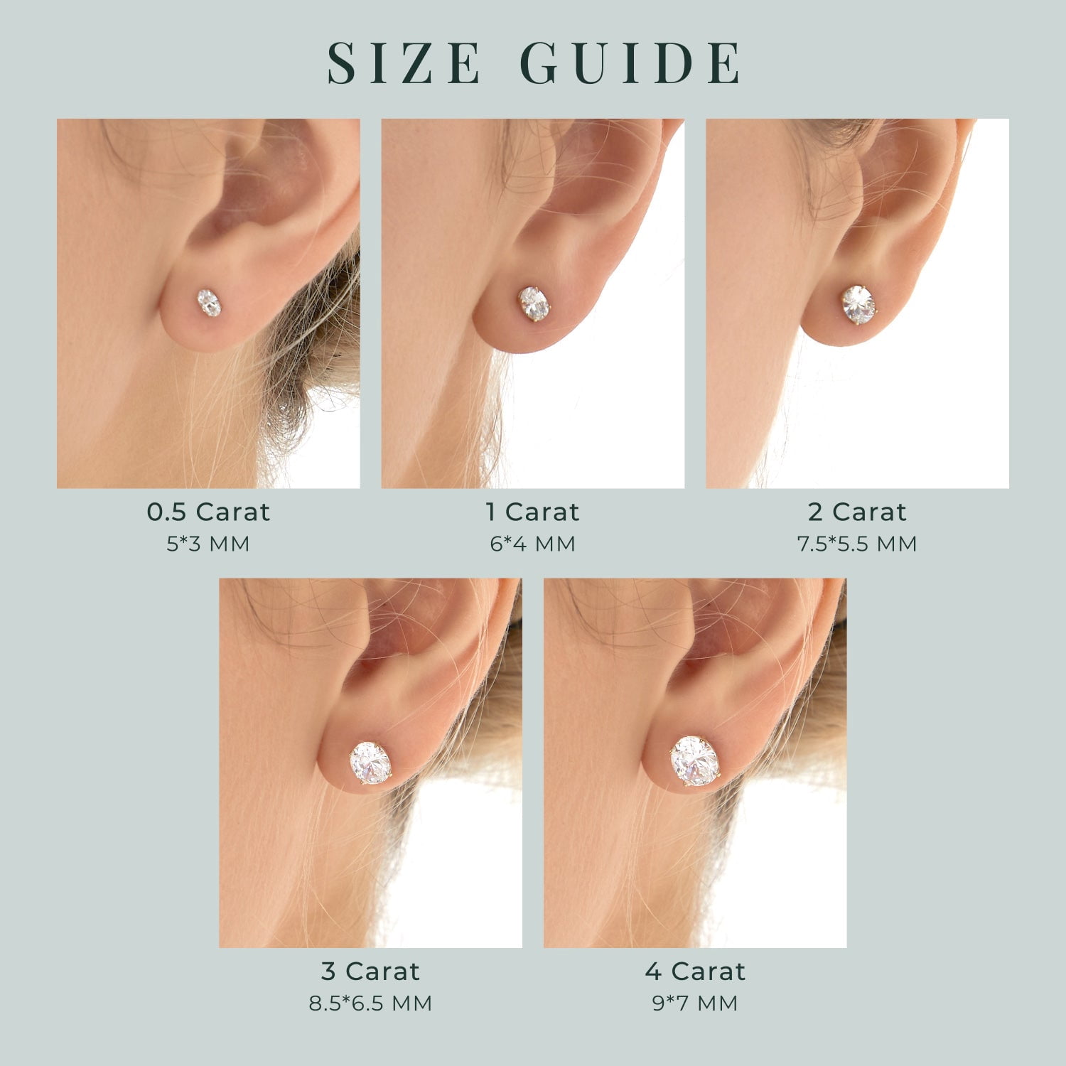 DIAMONBLISS 10K Real Solid Gold Stud Earrings for Women | 10K Yellow Gold Oval Cut Solitaire Studs | 3 carat Cubic Zirconia CZ Diamond Simulant