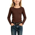thumbnail image 2 of Auroural Toddler Girls Clothes 5T To 6T Kids Ribbed Long Sleeve Top Crew Neck Stretch Basic Undershirt Girls Basic Top Girls Top Long Sleeve, 2 of 6