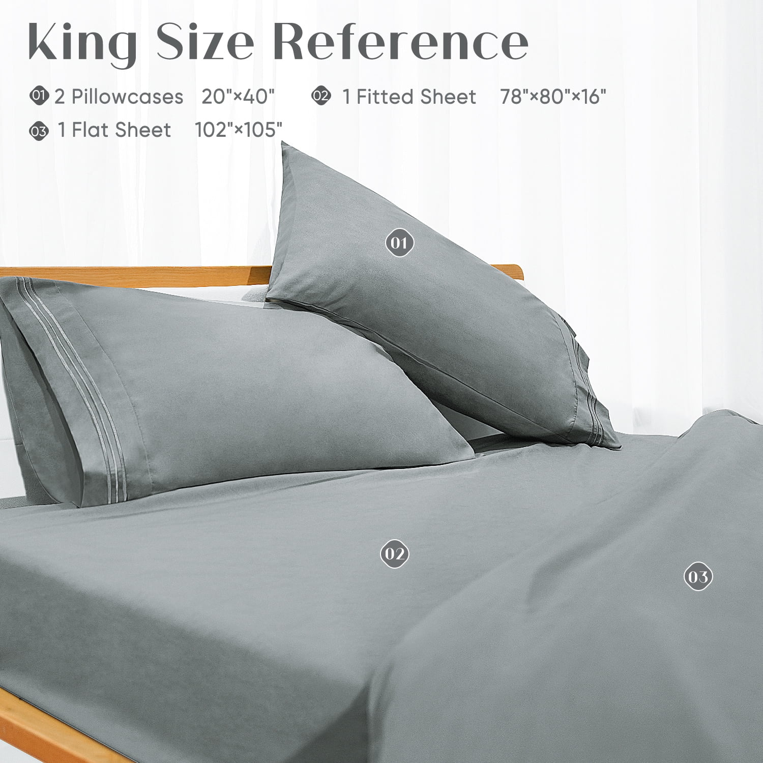 Leafbay Bed Sheets Twin Set King 3 Piece Super Soft Microfiber 1800 Tc With 16 Deep Pocket Wrinkle Resistant And Unfading Bedding Dark Gray Com Leafbay Bed Sheets Twin Set King 3, Dark Grey Bed Sheets Super King Size