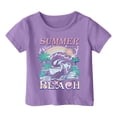thumbnail image 3 of NINGMENG Hauts et T-Shirts pour Filles Juniors, Imprimé Plage, Col Rond, Manches Courtes, Confortable, Ample, Mode Décontractée, Chandail, Tee-Shirts, Vêtements de Sport, Violet, 12-13 Ans, 3 of 3