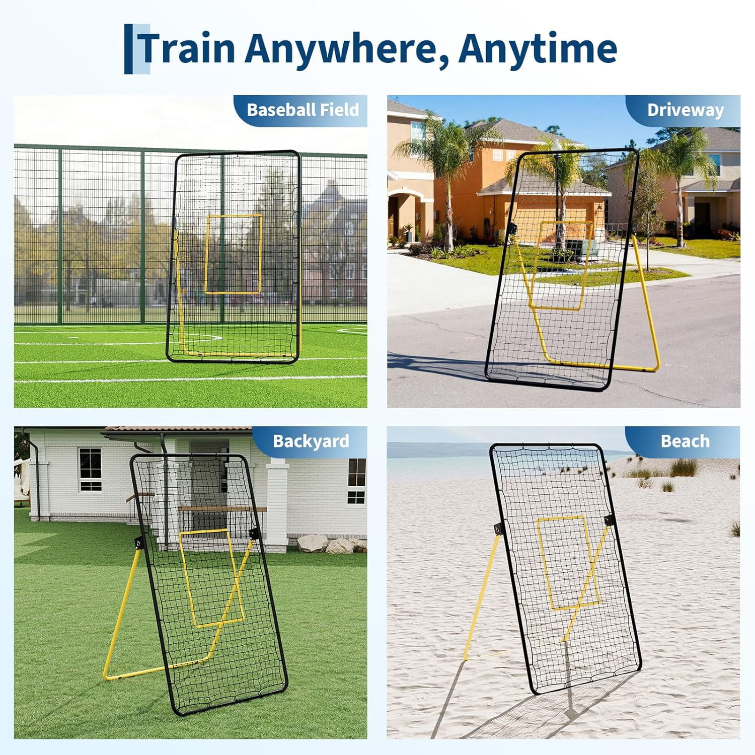 Riedhoff Volleyball Rebounder Net 7 x 4 ft, Large Training Bounce Back Net, Yellow & Black