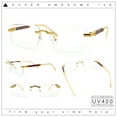 thumbnail image 2 of Mens Hustler Rimless Narrow Rectangle Metal Rim Fashion Eyeglasses Gold Brown, 2 of 8