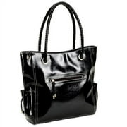 George - Faux Leather Diaper Bag, Black