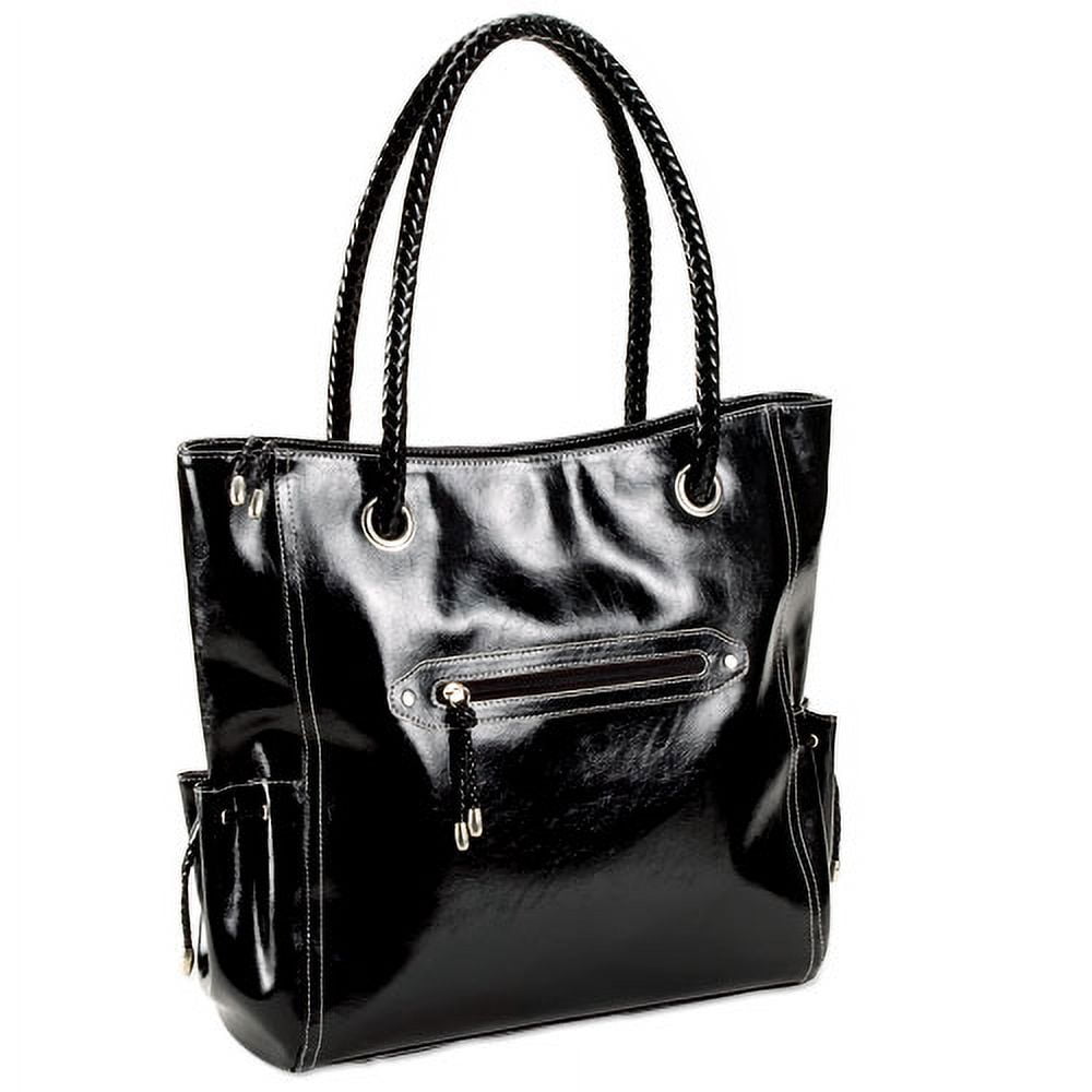 George - Faux Leather Diaper Bag, Black